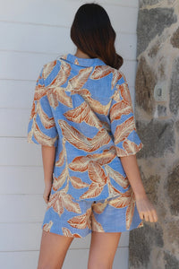 Thumbnail for Emma Shirt -Blue Tan Palm
