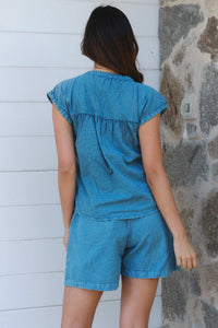 Thumbnail for Sofia Top -Blue denim