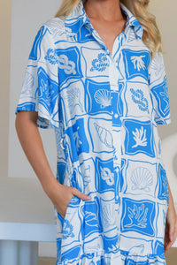 Thumbnail for Anita Midi Dress - Blue/White