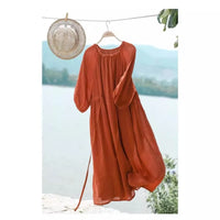 Thumbnail for Sylvana Midi Dress - Burnt Orange