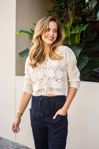 Thumbnail for Celina Crochet and Broidery Top - Natural