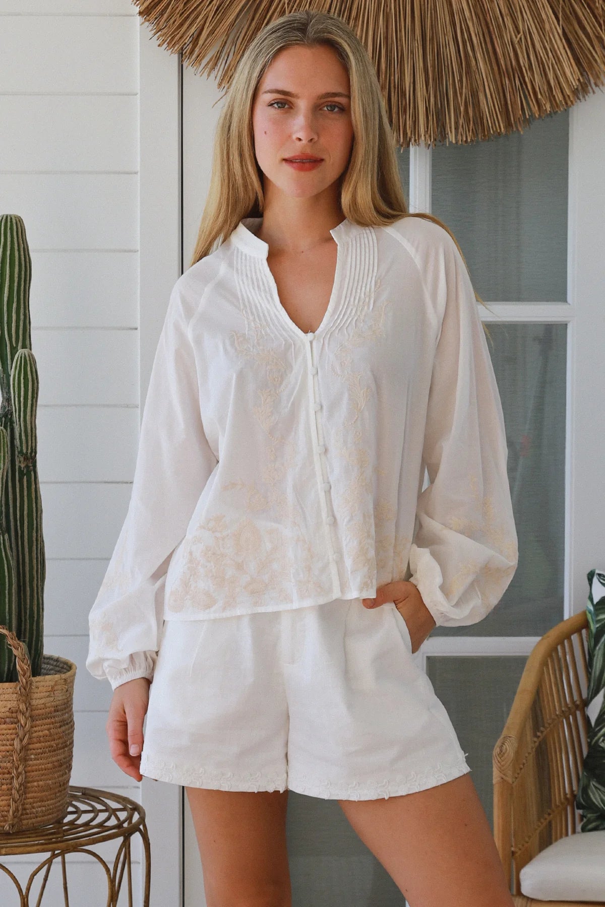 Margot Embroidered Blouse - White