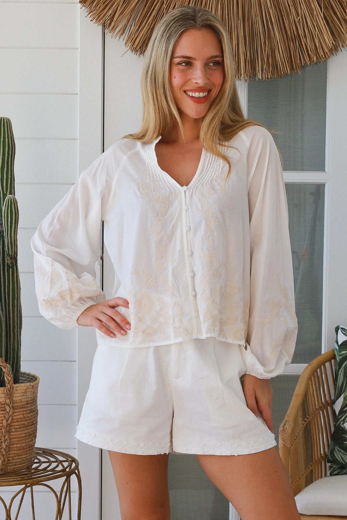 Margot Embroidered Blouse - White