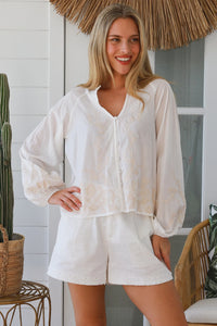 Thumbnail for Margot Embroidered Blouse - White