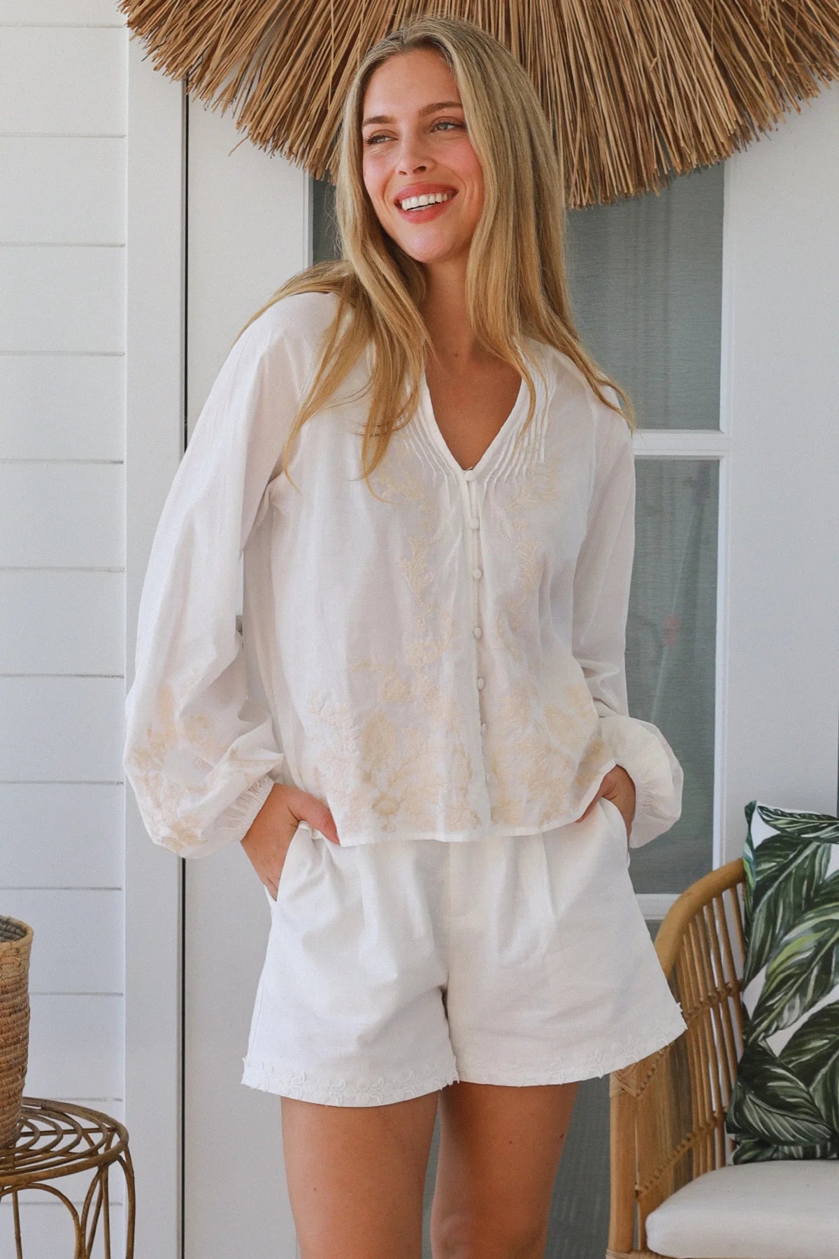 Margot Embroidered Blouse - White