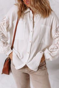 Thumbnail for Wontina Gauze Lace Shirt - White