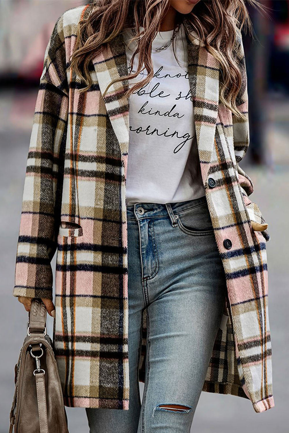 Tartan Longline Shacket - Pink