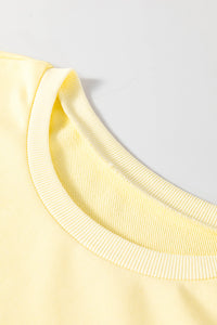 Thumbnail for Yellow Cream Eyelet Embroidered Lace Splicing Sleeve Loose T Shirt Dress