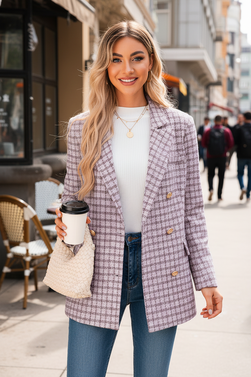 Coco Tweed Blazer - Lavendar