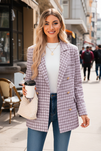 Thumbnail for Coco Tweed Blazer - Lavendar