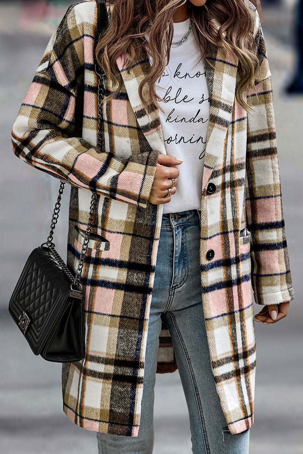 Tartan Longline Shacket - Pink