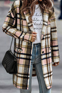 Thumbnail for Tartan Longline Shacket - Pink