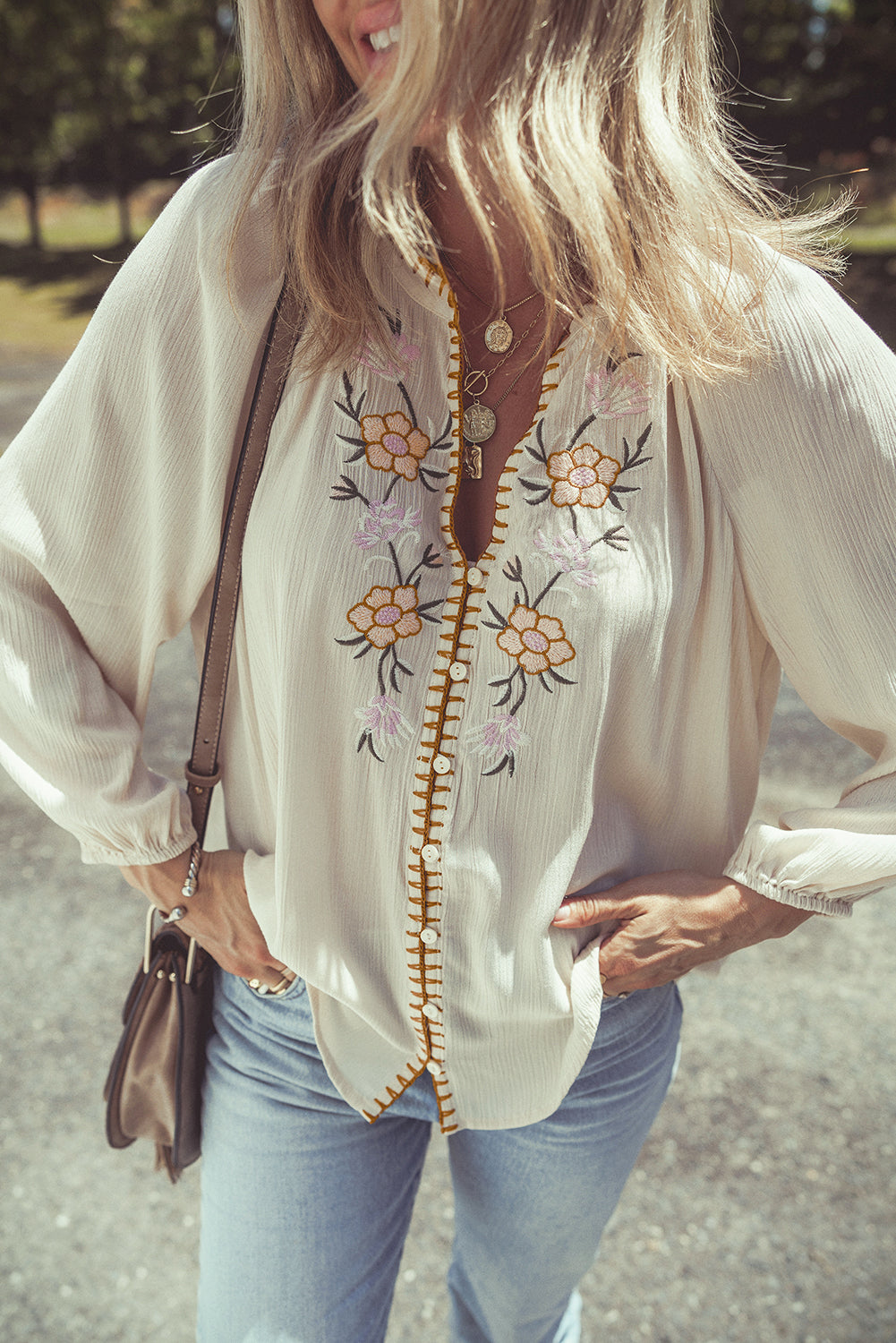 Fleur Embroidered Shirt - Off White