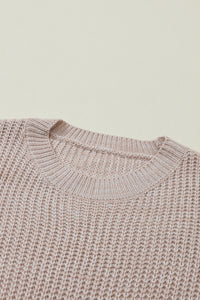Thumbnail for Parchment Cable Knit Sleeve Drop Shoulder Sweater