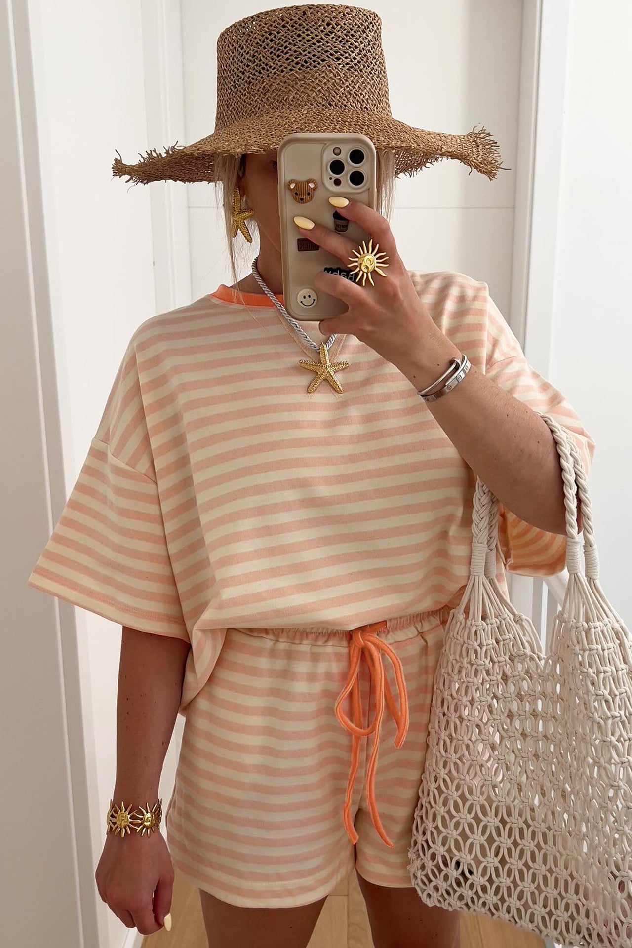 Posy Stripe Set - Tangarine