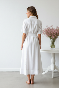 Thumbnail for Back view 2 - Colette White Midi Shirt Dress