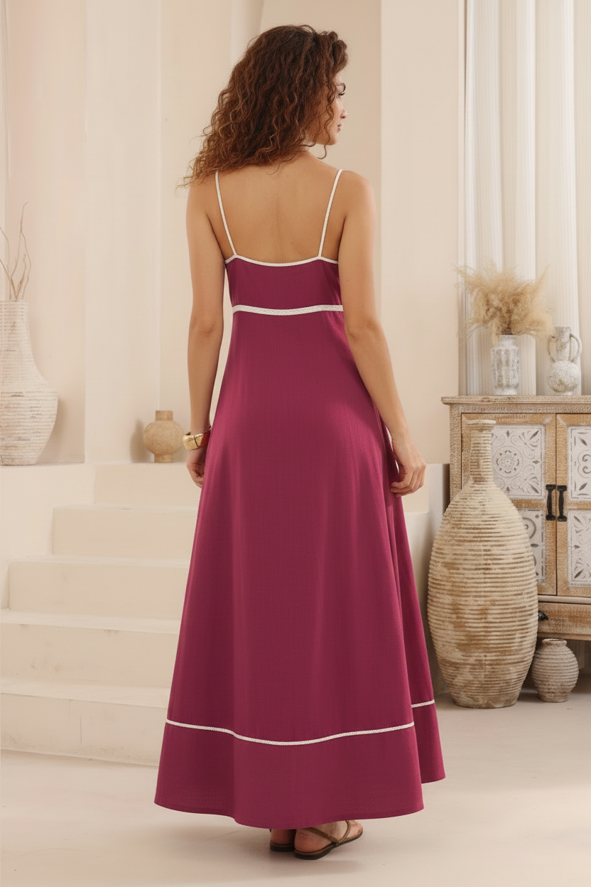 Back view - Berry Maxi Dress straight straps