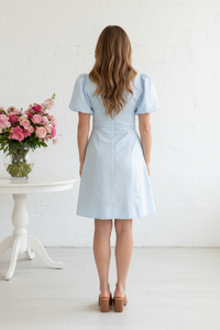 Thumbnail for Back view - Bridget Pale Blue Mini Dress