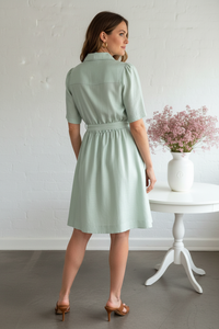 Thumbnail for Back view - Casey Mint Shirt Dress