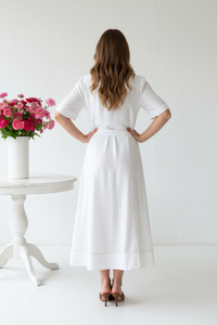 Thumbnail for Back view - Colette White Midi Shirt Dress usual model and setting