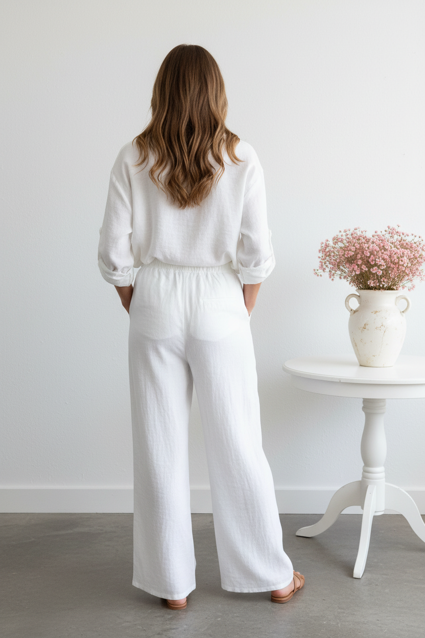Back view - Lara White Linen Co-ord