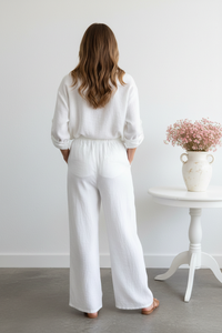Thumbnail for Back view - Lara White Linen Co-ord