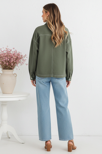 Thumbnail for Back view - Ranger Olive Denim Shacket