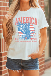 Thumbnail for White Vintage AMERICA Eagle Printed Freedom Spirit Patriotic Tee