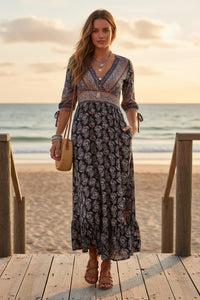 Thumbnail for Donatello Maxi Dress - Multi Navy