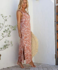 Thumbnail for Renee Slip Dress - Mocha Print