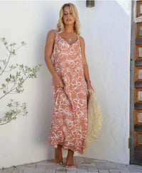 Thumbnail for Renee Slip Dress - Mocha Print