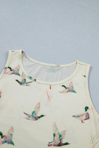 Thumbnail for Beige Mallard Print Western Style Tank Top