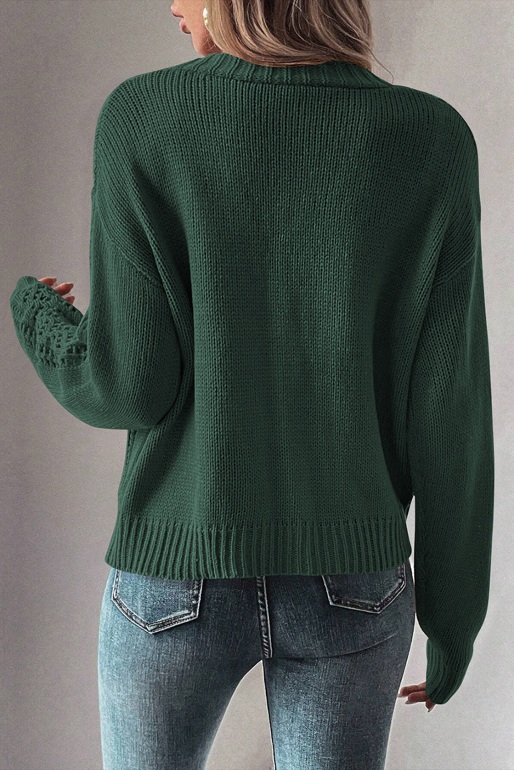 Ivy Pointelle Cardigan - Green