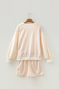 Thumbnail for Yellow Plaid Baggy Pullover Drawstring Casual Shorts 2pcs Outfit