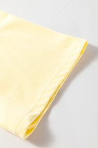 Thumbnail for Yellow Cream Eyelet Embroidered Lace Splicing Sleeve Loose T Shirt Dress