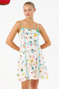Thumbnail for Caya Mini Dress - White Blue