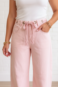 Thumbnail for Close-up - Baby Pink Wide-Leg Jeans