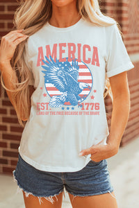 Thumbnail for White Vintage AMERICA Eagle Printed Freedom Spirit Patriotic Tee