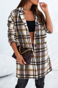 Thumbnail for Tartan Longline Shacket - Pink