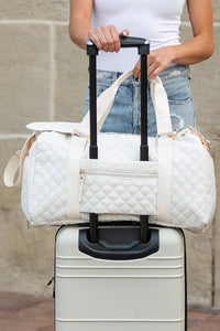 Thumbnail for White Rhombus Textured Waterproof Travel Duffel Bag