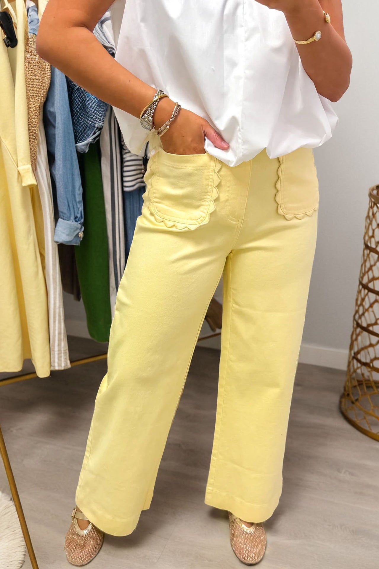 Sunny Scallop Pocket Jean - Yellow