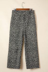 Thumbnail for Wildcat Wide-Leg Jeans - Khaki Leopard