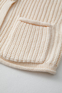 Thumbnail for White Solid Textured Knit Side Pockets Buttoned Sweater Vest