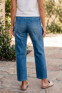 Thumbnail for Ashleigh Blue Drawstring Waist Ankle Length Casual Jeans Regular Fit Pocket Detail Denim Pants
