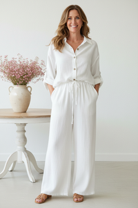 Thumbnail for Front view 1 - Lara White Linen Co-ord