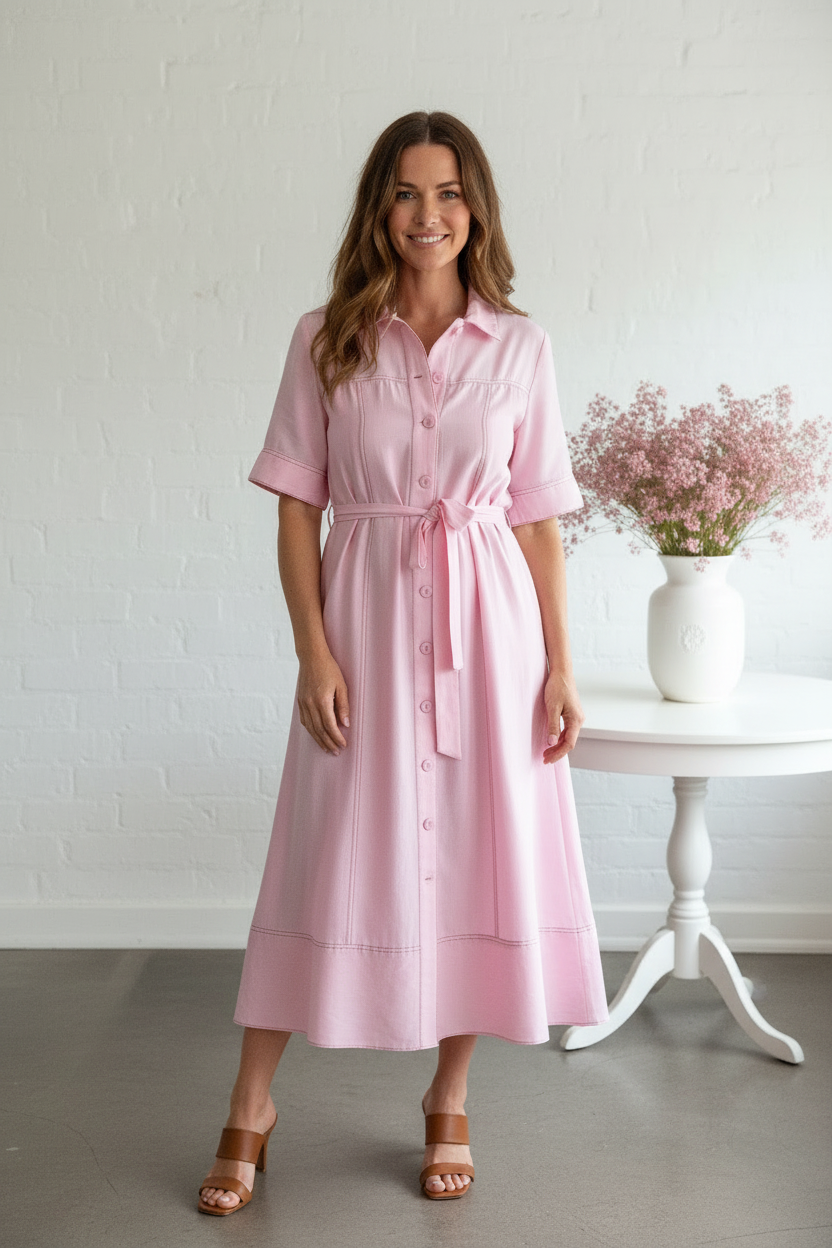 Front view 2 - Colette Pink Midi consistent face