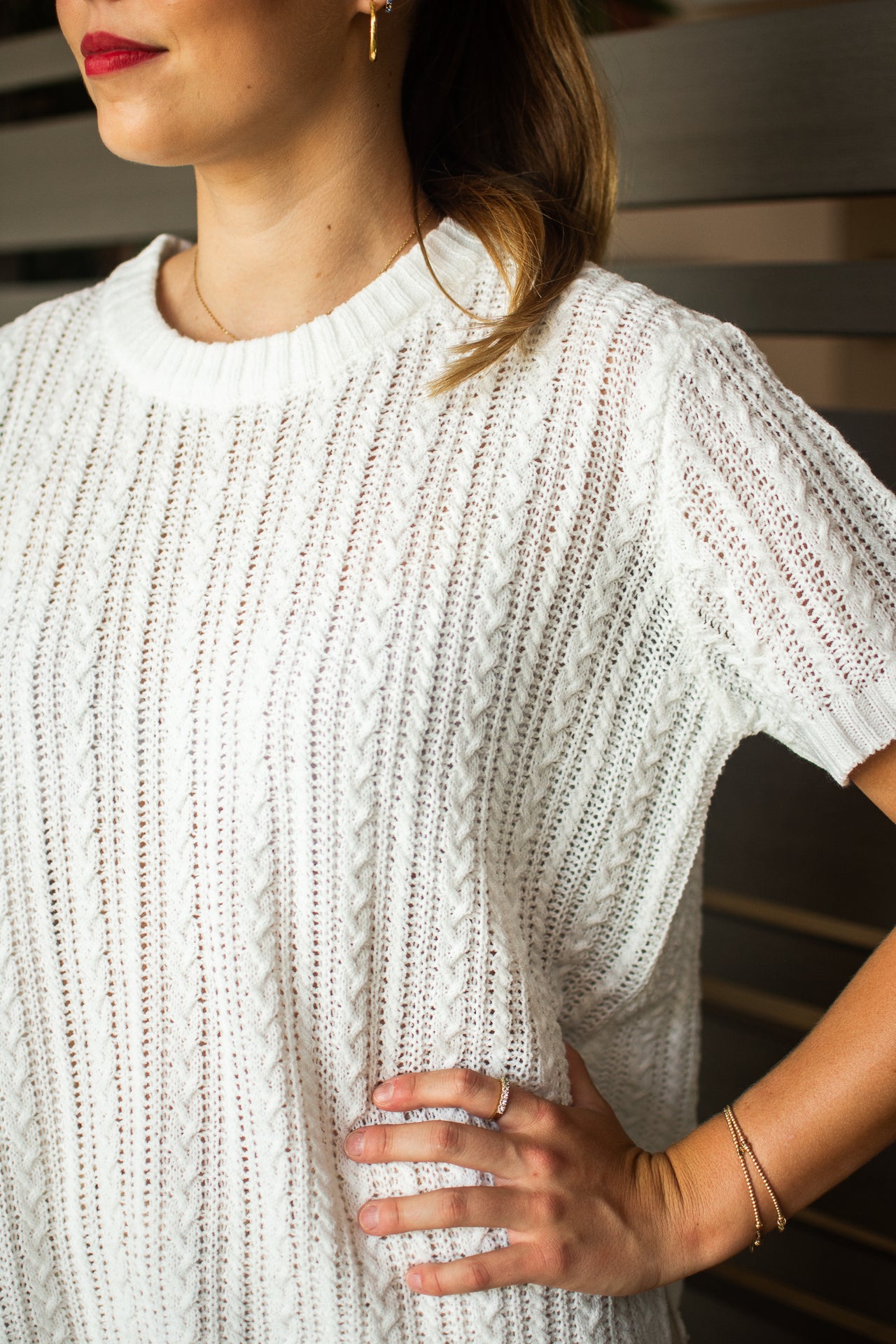 Candy Cable Knit Top - White