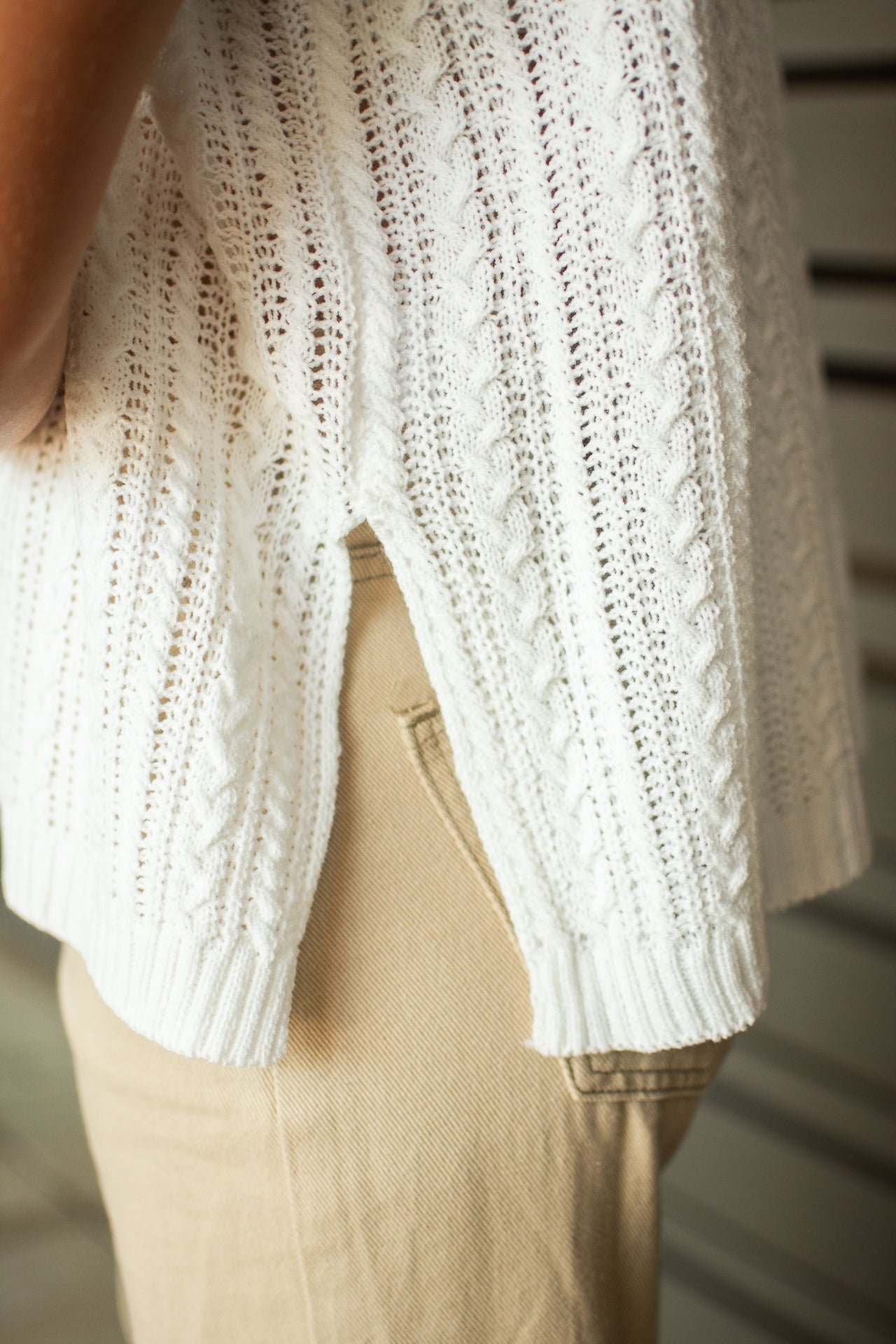 Candy Cable Knit Top - White