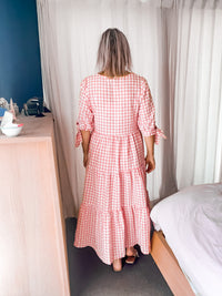 Thumbnail for Calica Midi Dress - Pink Gingham