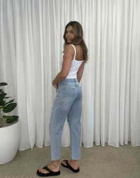 Thumbnail for Bella Boyfriend Distressed Jean - Light Denim